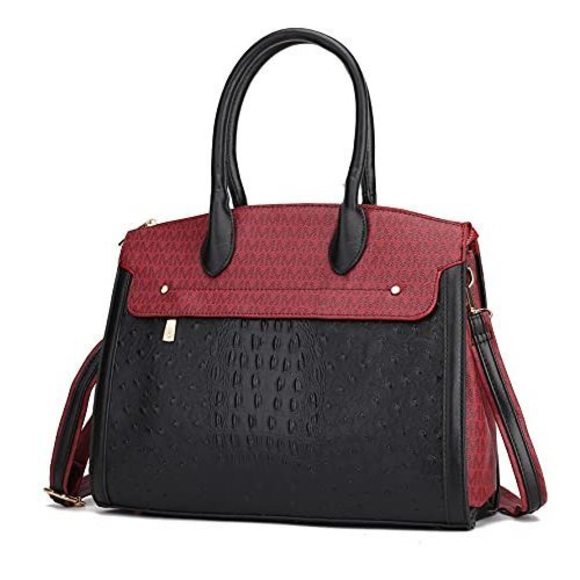 Mkf collection Handbags - Modern Mkf Crossbody Strap Satchel For – Pu Textured Top Handle Pocketbook –